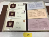 (69) 1ST DAY ISSUE GOLD PLATE STAMP COLLECTION IN BINDER