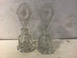 PAIR CLEAR GLASS PURFUME BOTTLES