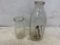 UNITED DAIRIES HALF PINT MILK BOTTLE & SEARLES QUART MILK BOTTLE