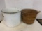 WOOD 2 OR 3 GAL PAIL & AND ENAMEL CANNER