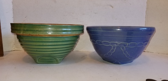 (2) VINTAGE STONEWARE MIXING BOWLS