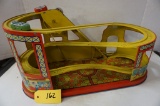 J. CHEIN LITHO TIN WINDUP SIDE SHOW ROLLER COASTER