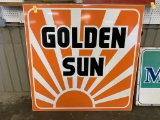 LARGE GOLDEN SUN FEEDS SINGLE SIDED TIN SIGN