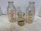 PARK DRIVE DAIRY QUART & PINT MILK BOTTLES & GOLDEN CREAM QUART BOTTLE