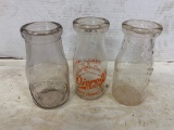 (3) PINT MILK BOTTLES - C DEWITT MOLINE, IL, DIEROLF'S & SANITARY DAIRY - ROCK ISLAND, IL