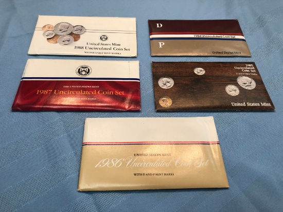 1984 - 1988 UNCIRCULATED COIN SETS D & P MINTS