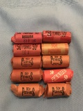 (8) FULL (2) PARTIAL ROLLS LINCOLN PENNIES