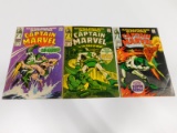 (3) CAPTAIN MARVEL COMIC BOOKS (1968)