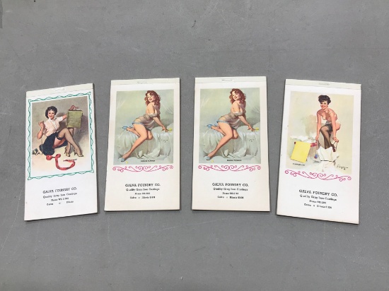 (4) 1960'S GALVA FOUNDRY CO. PIN-UP GIRL CALENDAR NOTE PADS
