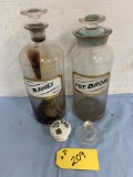 (2)APOTHECARY BOTTLES GOLD LABEL