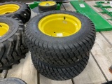 (2) JOHN DEERE 5 LUG LAWN MOWER RIMS & TIRES