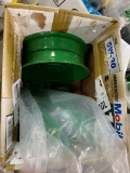 BOX OF VARIOUS JOOHN DEERE PULLIES, HEX BEARINGS & BRACKETS