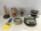 BULK LOT OF VARIOUS FARM ADVERTISING ITEMS & SMALL CONTAINERS