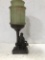 FIGURAL LAMP W/ GREEN GLASS SHADE