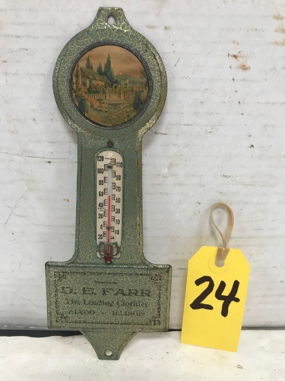 D.E. FARR ALEDO, IL TIN THERMOMETER