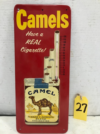 CAMELS "HAVE A REAL CIGARETTE" TIN THERMOMETER