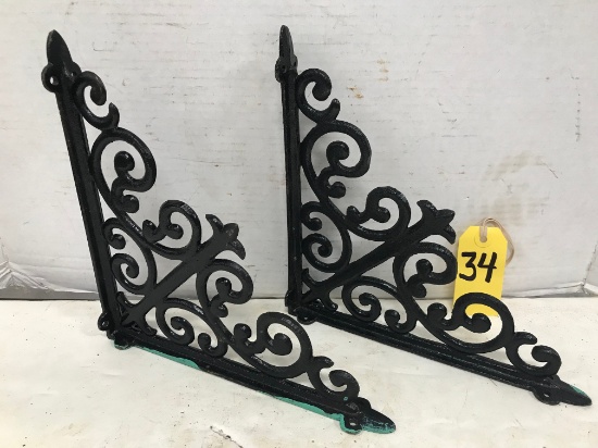 PR OF ORNATE 10" IRON SHELF BRACKETS