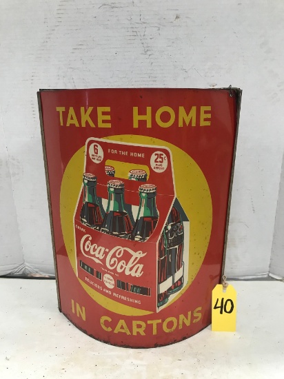 COCA-COLA "TAKE HOME IN CARTONS" TIN STRING HOLDER