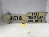 ALEXIS FREE TOURIST CAMP GOOD WATER TIN ARROW SIGN