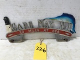 ALUMINUM CAPE MAY, NEW JERSEY LICENSE PLATE TOPPER