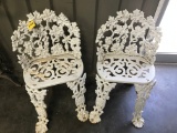PAIR OF ORNATE IRON PATIO CHAIRS