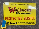 WALLACE'S FARMER PROTECTIVE SERVICE METAL SIGN