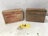 PAIR OF WOOD COD BOXES - NEWELL & GORTON'S