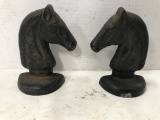 PAIR OF CAST IRON HORSE HEAD BOOK ENDS