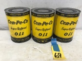 (3) TIN CEN-PE-CO QUART OIL CANS