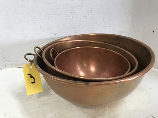 SET OF 3 COPPER GRADUATED BOWLS