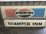 48IN DOUBLE SIDED SCAMPERIN PEPSI LIGHTED SIGN