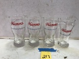 4 HAMMS BEER GLASSES