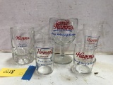 5 ASSORTED HAMMS BEER GLASSES