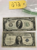 1934A SERIES $10.00 BILL & 1935E SERIES $1.00 BILL