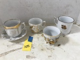 GERMAN & OTHER GOLD TRIMMED TEA CUPS