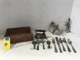 GROUP OF KITCHEN MINIATURES AND SILVER PLATE FLAT WARE