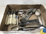 VARIOUS SILVER PLATE & STAINLESS STEEL FLAT WARE