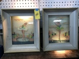 (2) FRAMED REVERSE PAINTED GLASS BALLERINA LIGHT-UP PAINTINGS