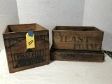 (3) WOOD BOXES - YEAST FOAM, LIBBY'S ROAST BEEF & CROSS CARPET TACKS