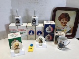 SEVERAL NORMAN ROCKWELL CHRISTMAS BELLS & TRAY