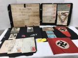 WW2 SCRAPBOOK W ORIGINAL NAZI CLOTH FLAG NAZI PAPER BANNER