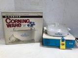 CORNING WARE COVERED CASSEROLE,SKILLET