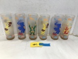 (6) FROSTED GLASSES W/CIRCUS SCENES