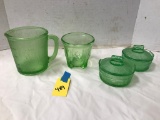 GROUP OF GREEN DEPRESSION GLASS