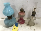 (3) SMALL VINTAGE OIL LAMPS