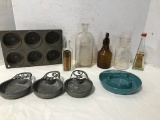 VINTAGE TIN MUFFIN PAN & OTHER KITCHEN ITEMS