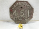 CAMBRIDGE FIRE CO ID PLAQUE