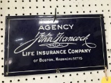 PORCELAIN JOHN HANCOCK INSURANCE SIGN