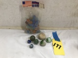 SMALL BOX OF ASSORTED MARBLES