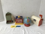 3 ASSORTED BANKS AND MATCH SAFE